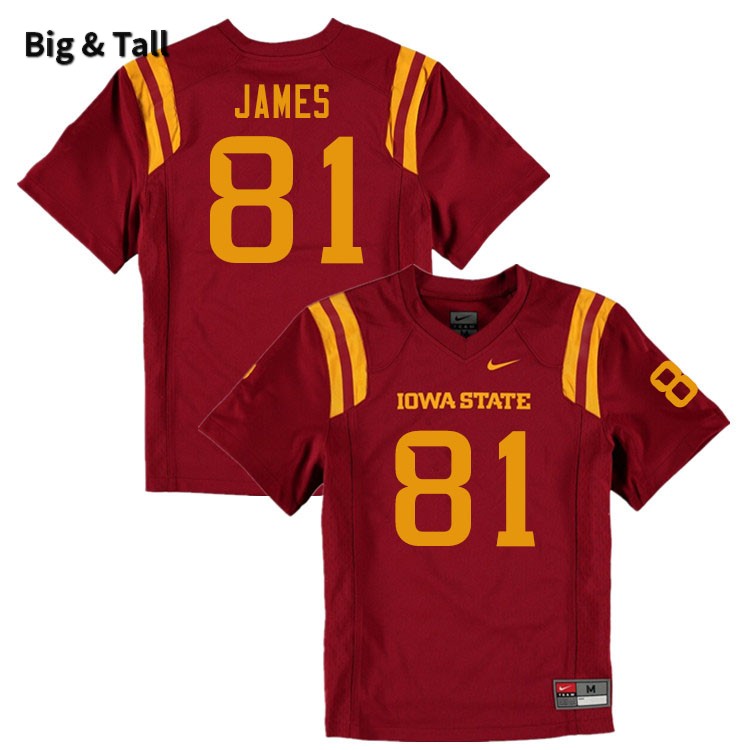 Iowa State Cyclones Men's #81 D'Shayne James Nike NCAA Authentic Cardinal Big & Tall College Stitched Football Jersey IC42T46DI